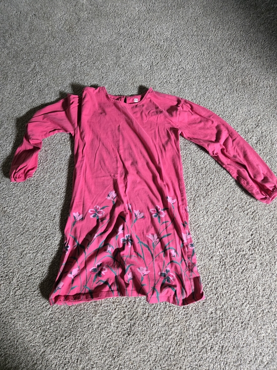 Tea Collection Other - Tea Collection Pink Long Sleeve Dress With Flowers Size 12